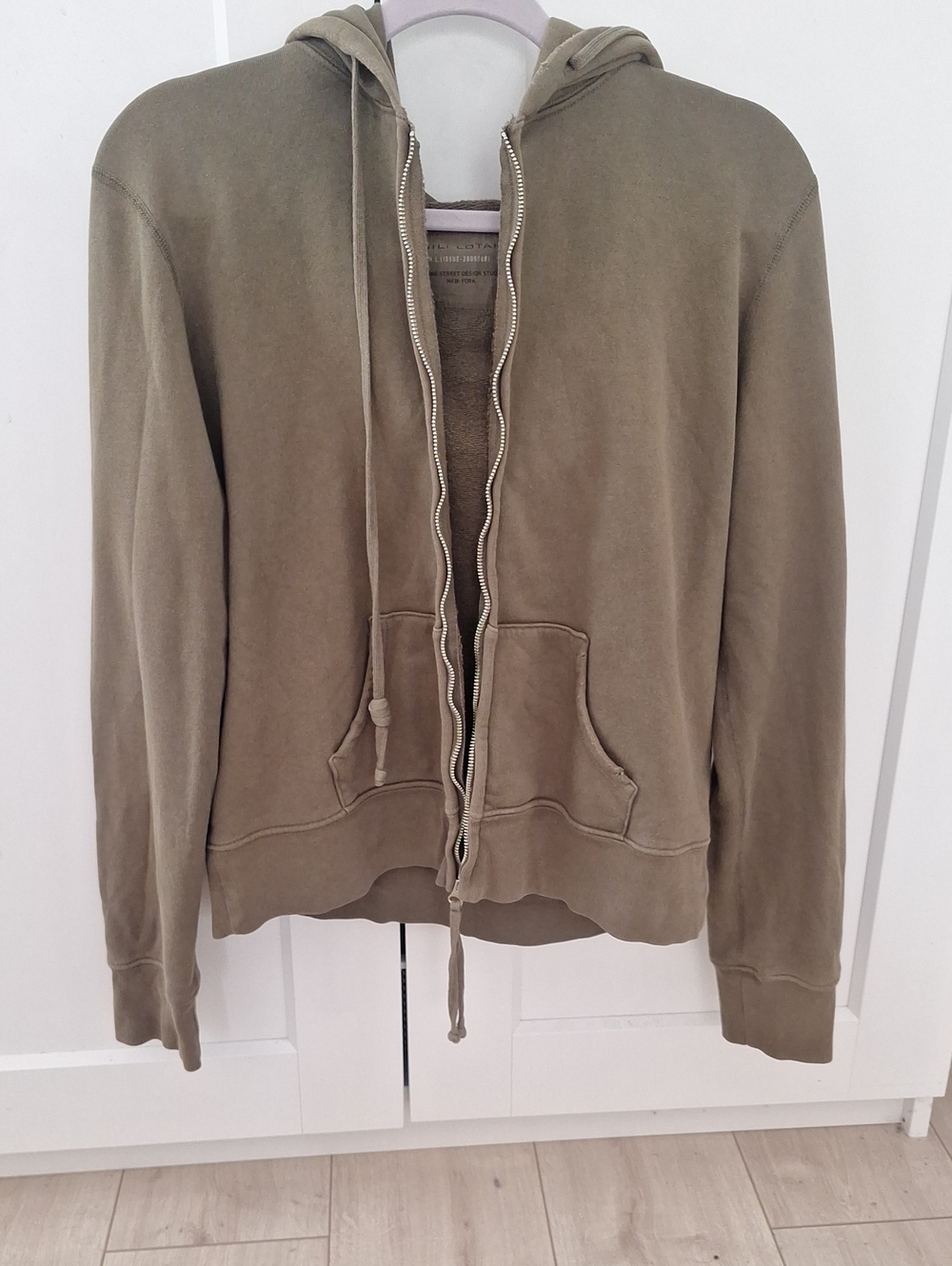 Nili Lotan Olive Zip-Up Hoodie Jacket